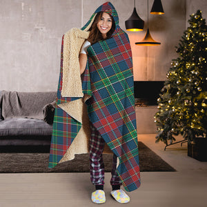 Blue Green And Red Scottish Plaid Print Hooded Blanket