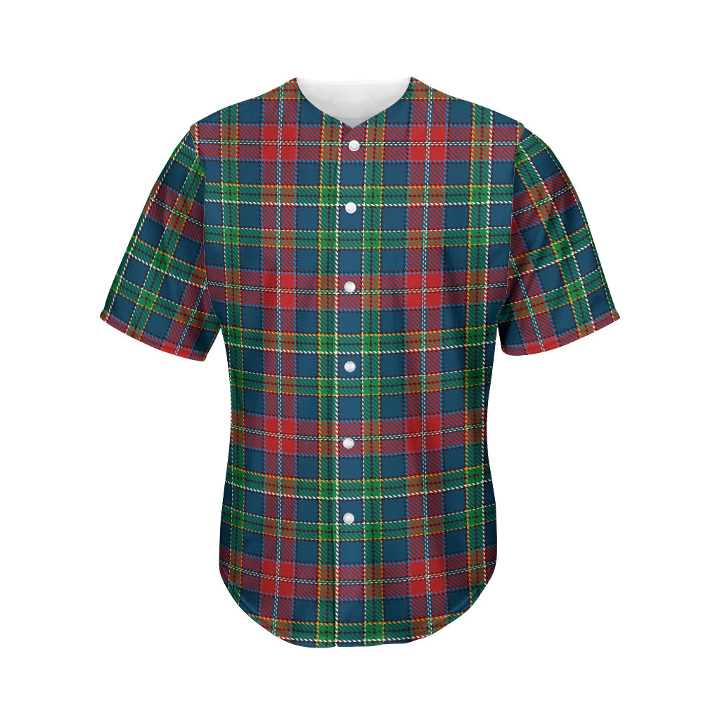 Blue Green And Red Scottish Plaid Print Men's Baseball Jersey