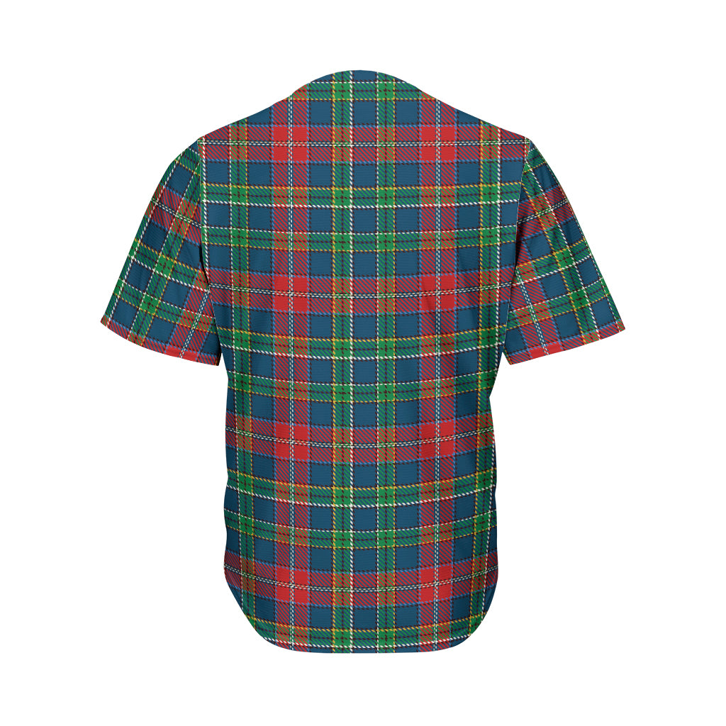 Blue Green And Red Scottish Plaid Print Men's Baseball Jersey