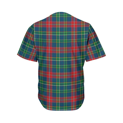 Blue Green And Red Scottish Plaid Print Men's Baseball Jersey