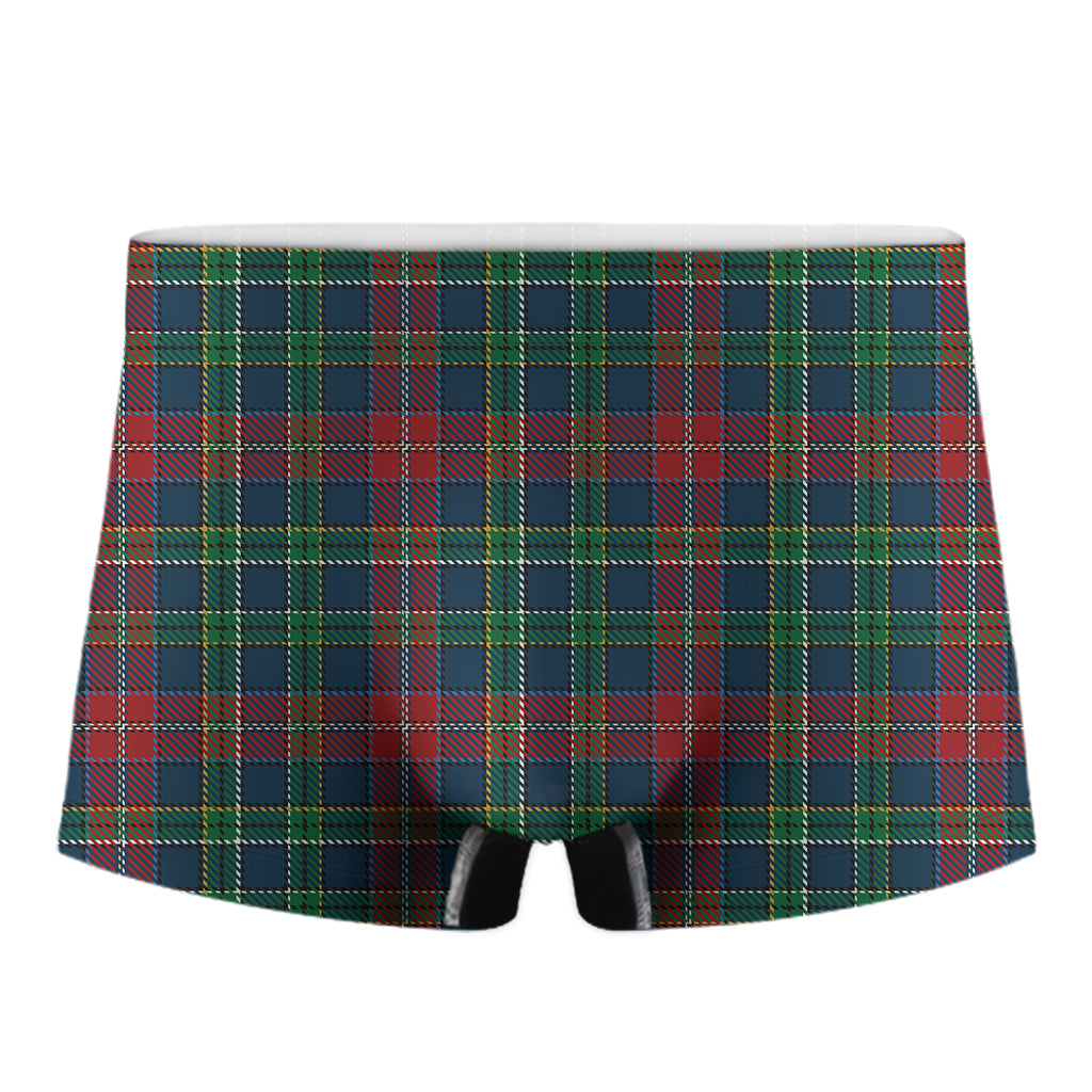 Blue Green And Red Scottish Plaid Print Men's Boxer Briefs