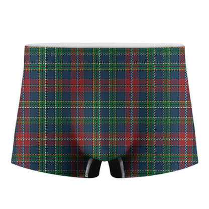 Blue Green And Red Scottish Plaid Print Men's Boxer Briefs