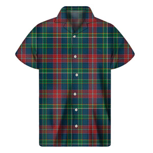 Blue Green And Red Scottish Plaid Print Men's Short Sleeve Shirt