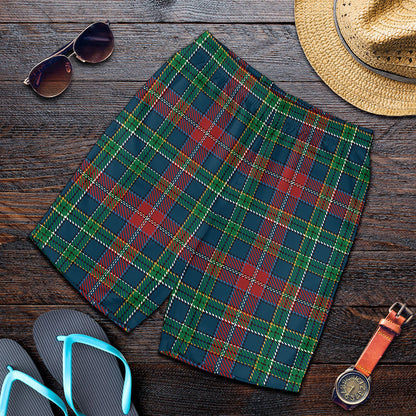 Blue Green And Red Scottish Plaid Print Men's Shorts