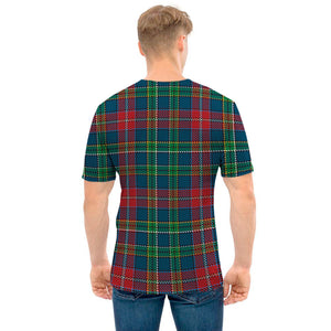 Blue Green And Red Scottish Plaid Print Men's T-Shirt