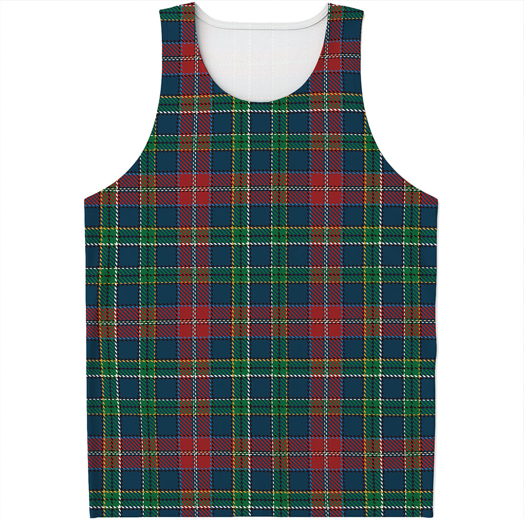 Blue Green And Red Scottish Plaid Print Men's Tank Top