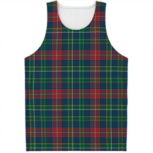 Blue Green And Red Scottish Plaid Print Men's Tank Top