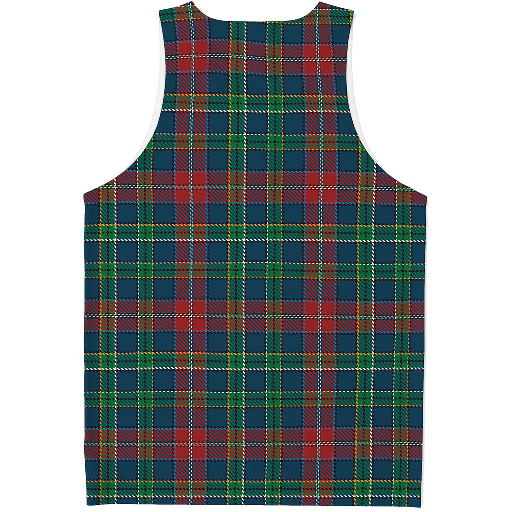 Blue Green And Red Scottish Plaid Print Men's Tank Top