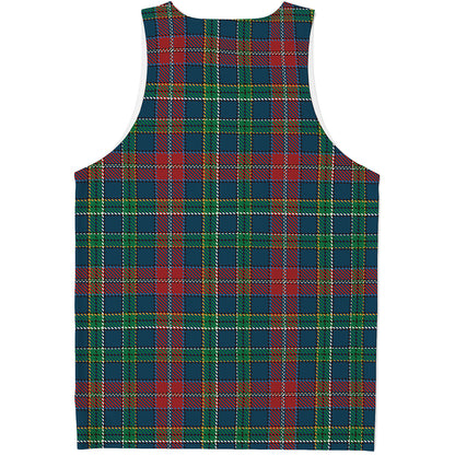 Blue Green And Red Scottish Plaid Print Men's Tank Top