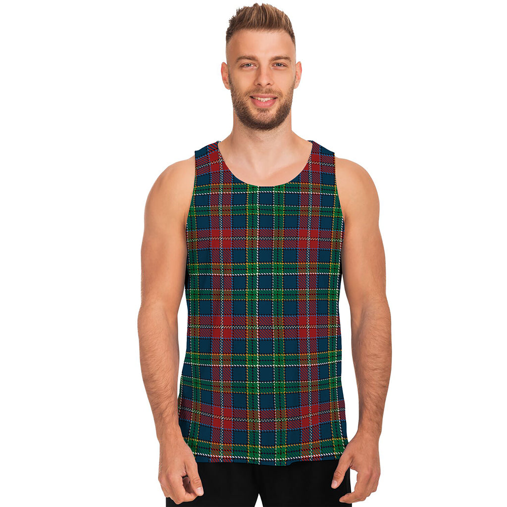 Blue Green And Red Scottish Plaid Print Men's Tank Top