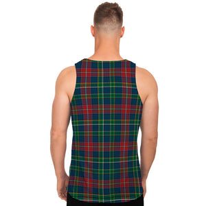 Blue Green And Red Scottish Plaid Print Men's Tank Top