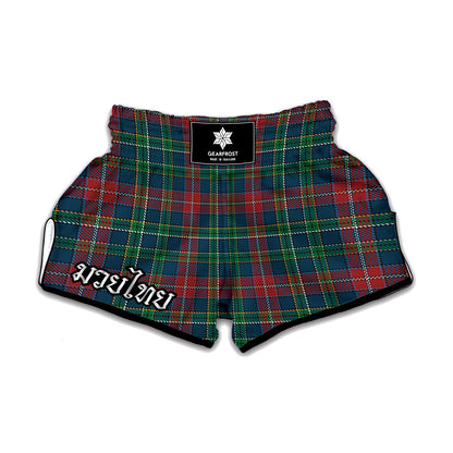 Blue Green And Red Scottish Plaid Print Muay Thai Boxing Shorts