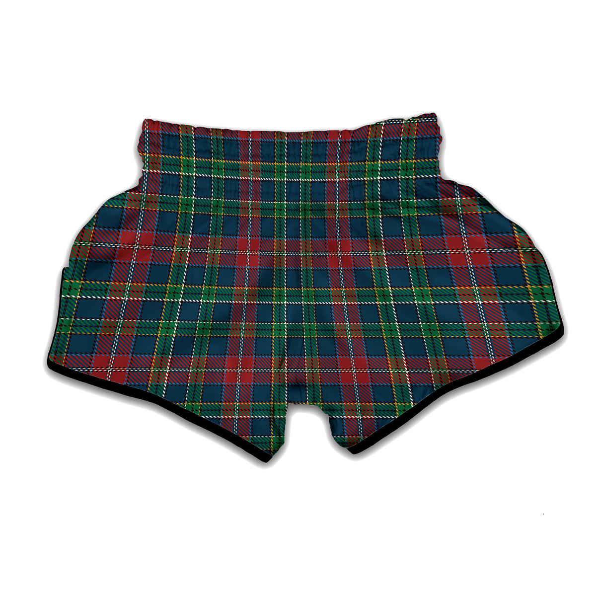 Blue Green And Red Scottish Plaid Print Muay Thai Boxing Shorts