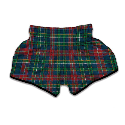 Blue Green And Red Scottish Plaid Print Muay Thai Boxing Shorts