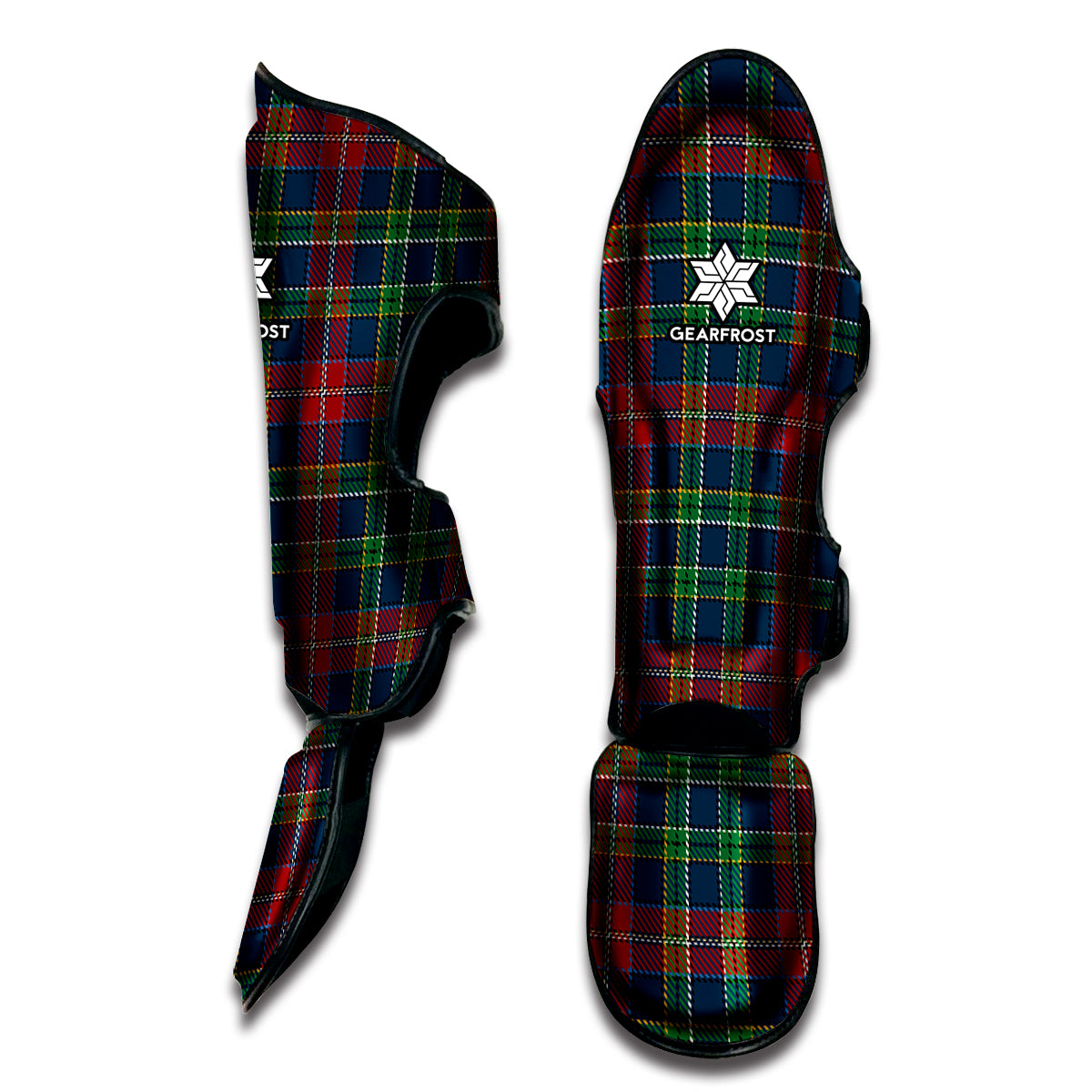 Blue Green And Red Scottish Plaid Print Muay Thai Shin Guard