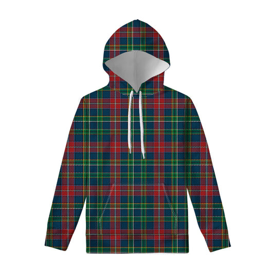 Blue Green And Red Scottish Plaid Print Pullover Hoodie