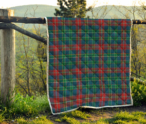 Blue Green And Red Scottish Plaid Print Quilt