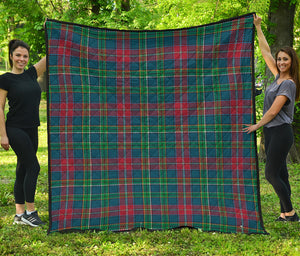 Blue Green And Red Scottish Plaid Print Quilt