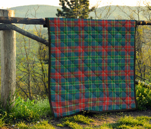 Blue Green And Red Scottish Plaid Print Quilt