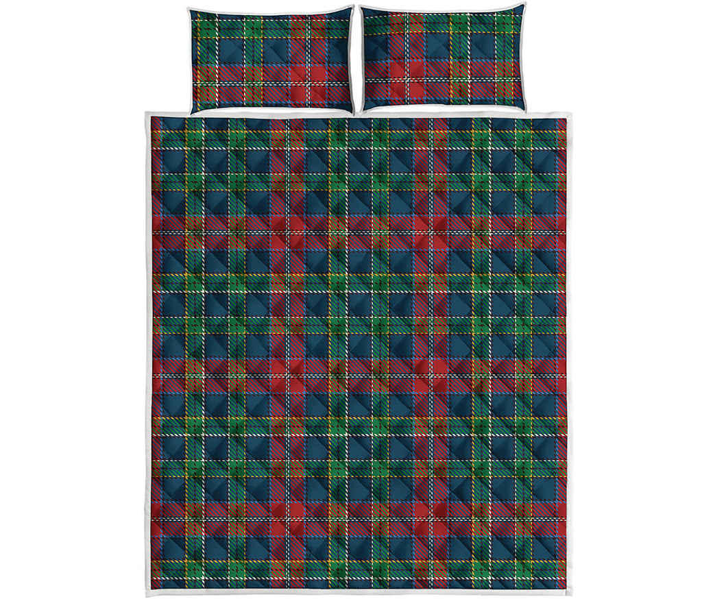 Blue Green And Red Scottish Plaid Print Quilt Bed Set