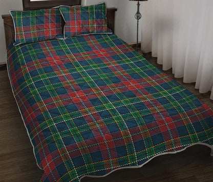 Blue Green And Red Scottish Plaid Print Quilt Bed Set