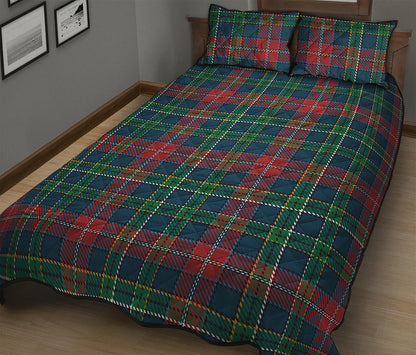 Blue Green And Red Scottish Plaid Print Quilt Bed Set