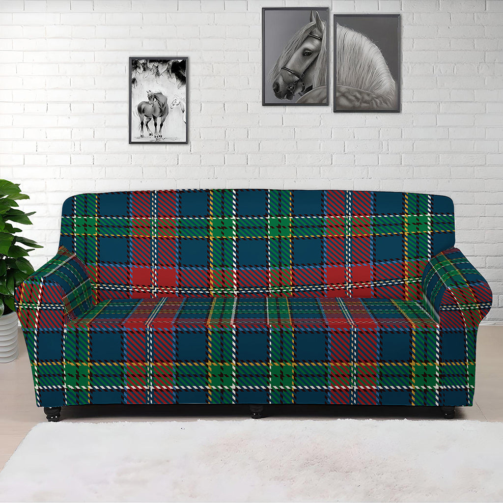 Blue Green And Red Scottish Plaid Print Sofa Cover