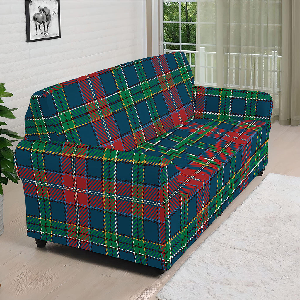 Blue Green And Red Scottish Plaid Print Sofa Cover