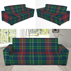 Blue Green And Red Scottish Plaid Print Sofa Slipcover