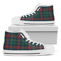 Blue Green And Red Scottish Plaid Print White High Top Sneakers