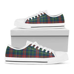Blue Green And Red Scottish Plaid Print White Low Top Shoes