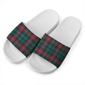 Blue Green And Red Scottish Plaid Print White Slide Sandals