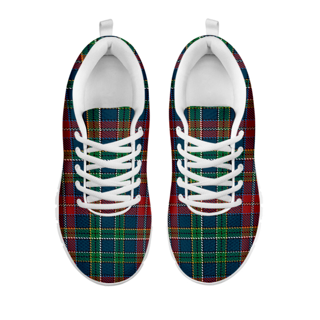 Blue Green And Red Scottish Plaid Print White Sneakers