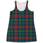 Blue Green And Red Scottish Plaid Print Women's Racerback Tank Top