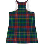 Blue Green And Red Scottish Plaid Print Women's Racerback Tank Top