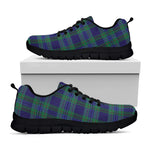 Blue Green And Red Tartan Pattern Print Black Sneakers