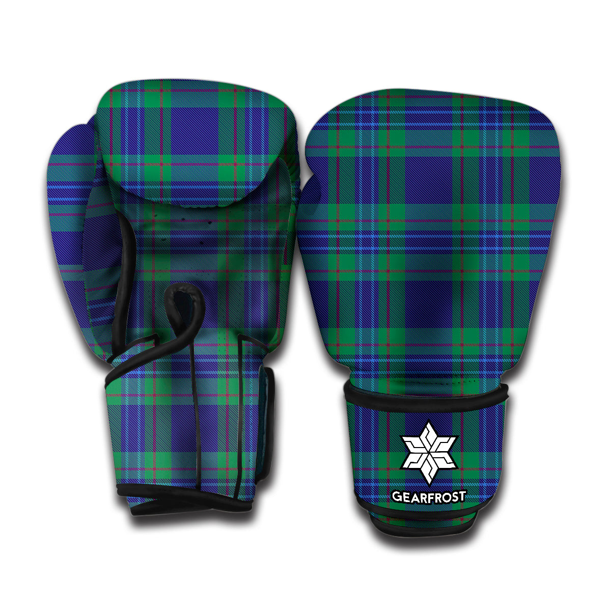 Blue Green And Red Tartan Pattern Print Boxing Gloves