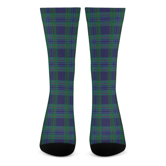 Blue Green And Red Tartan Pattern Print Crew Socks