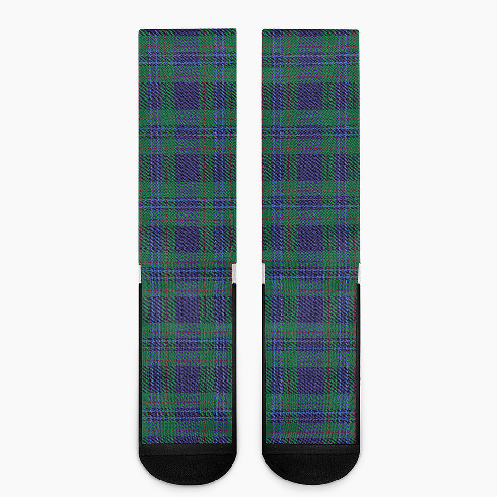 Blue Green And Red Tartan Pattern Print Crew Socks