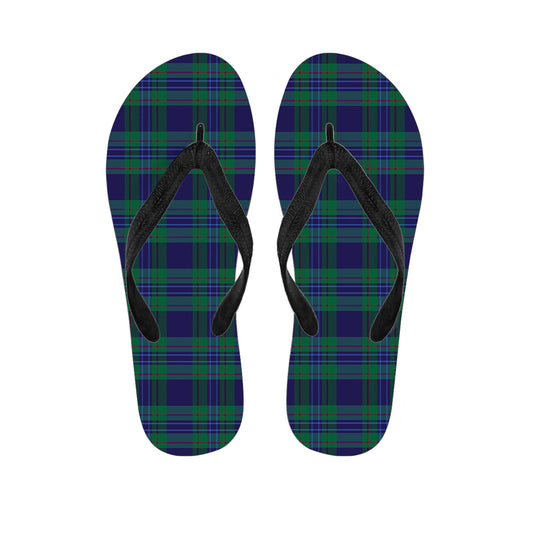 Blue Green And Red Tartan Pattern Print Flip Flops