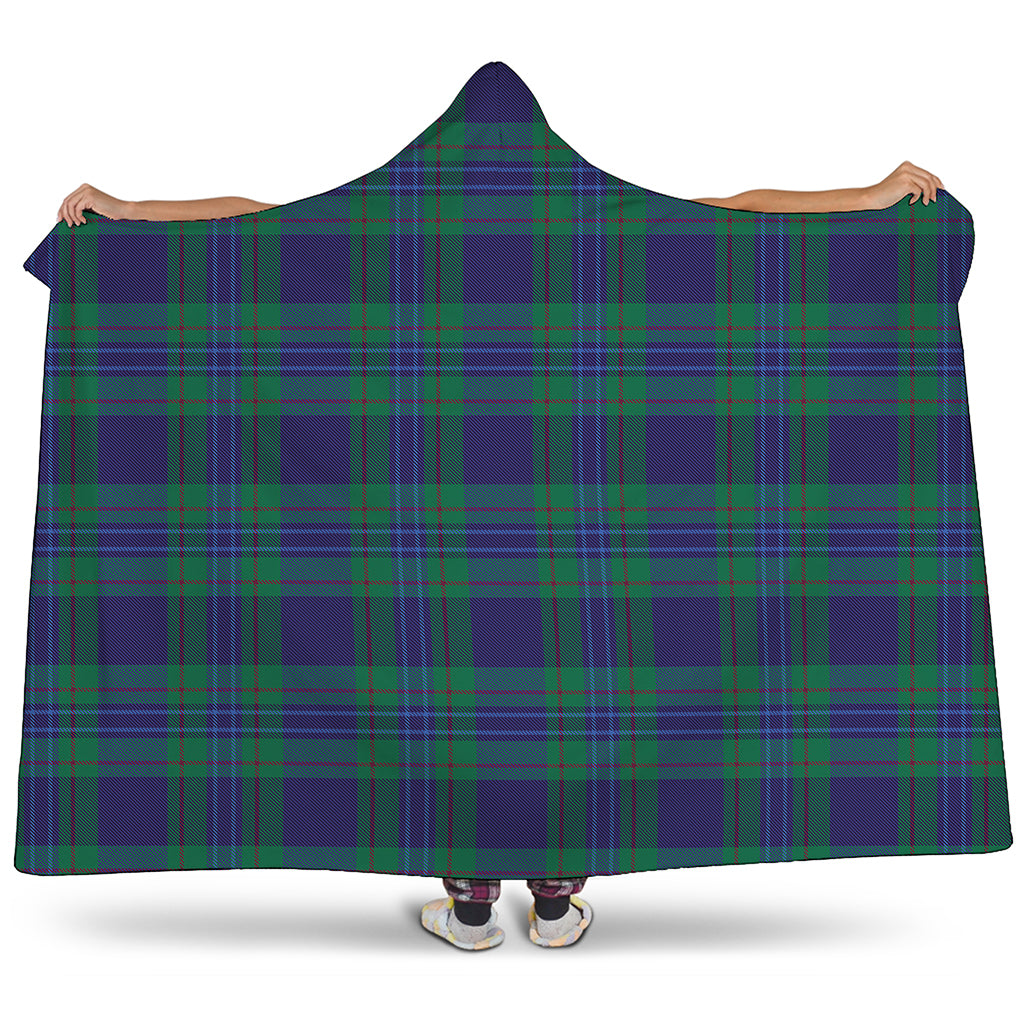 Blue Green And Red Tartan Pattern Print Hooded Blanket