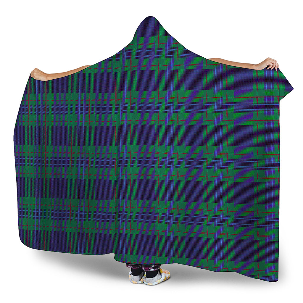 Blue Green And Red Tartan Pattern Print Hooded Blanket