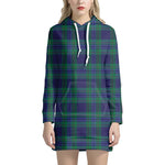 Blue Green And Red Tartan Pattern Print Hoodie Dress