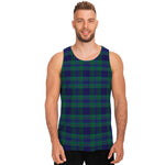 Blue Green And Red Tartan Pattern Print Men's Tank Top
