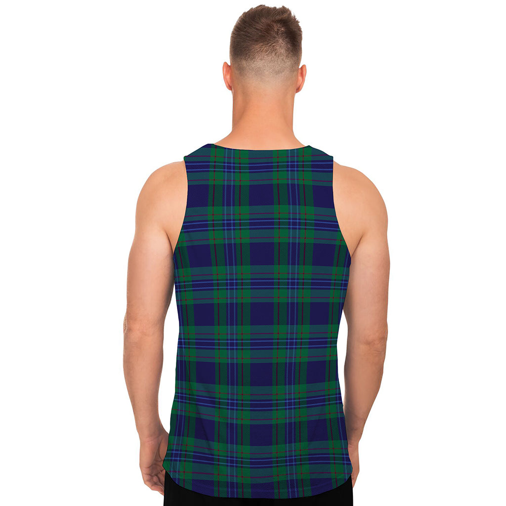 Blue Green And Red Tartan Pattern Print Men's Tank Top