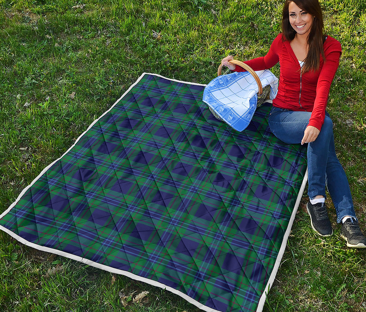 Blue Green And Red Tartan Pattern Print Quilt