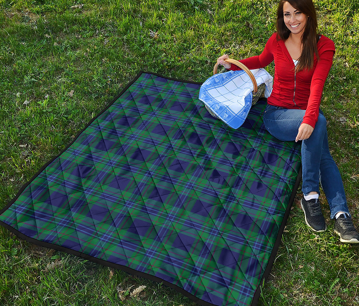 Blue Green And Red Tartan Pattern Print Quilt