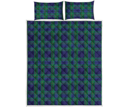 Blue Green And Red Tartan Pattern Print Quilt Bed Set