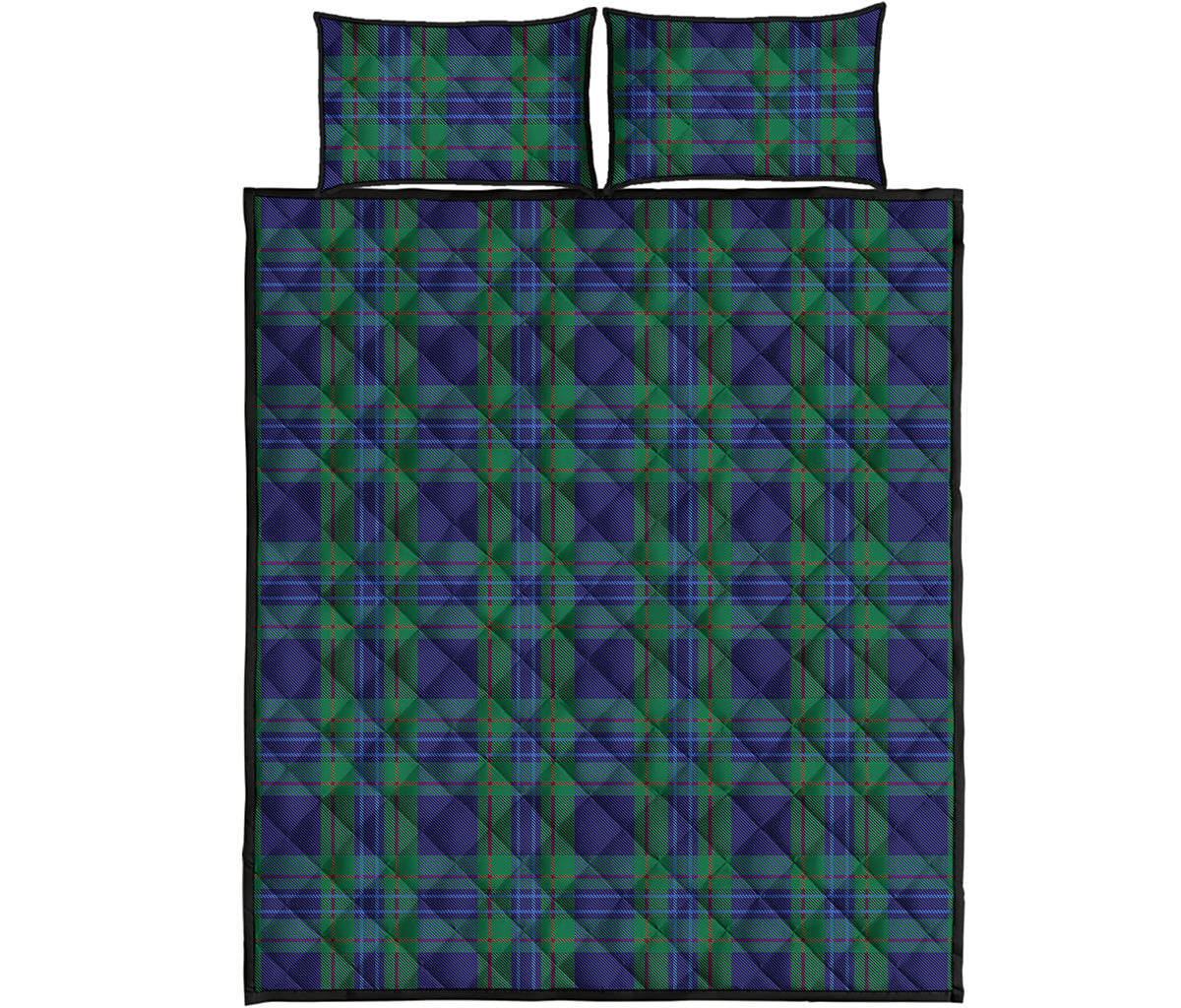 Blue Green And Red Tartan Pattern Print Quilt Bed Set