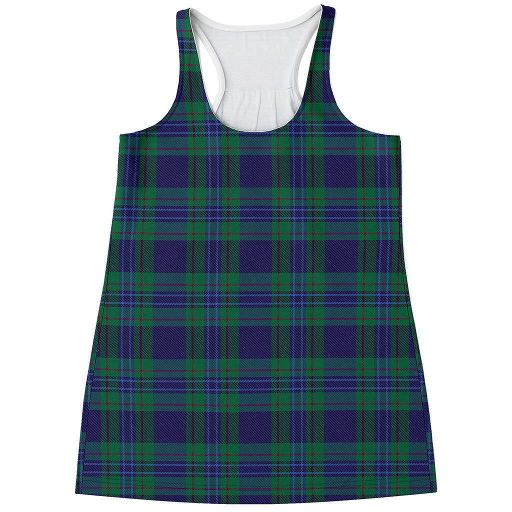 Blue Green And Red Tartan Pattern Print Women's Racerback Tank Top